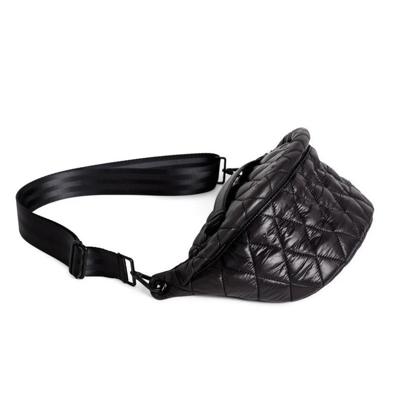 BOLSA BANANA preto/ forro marinho - preto