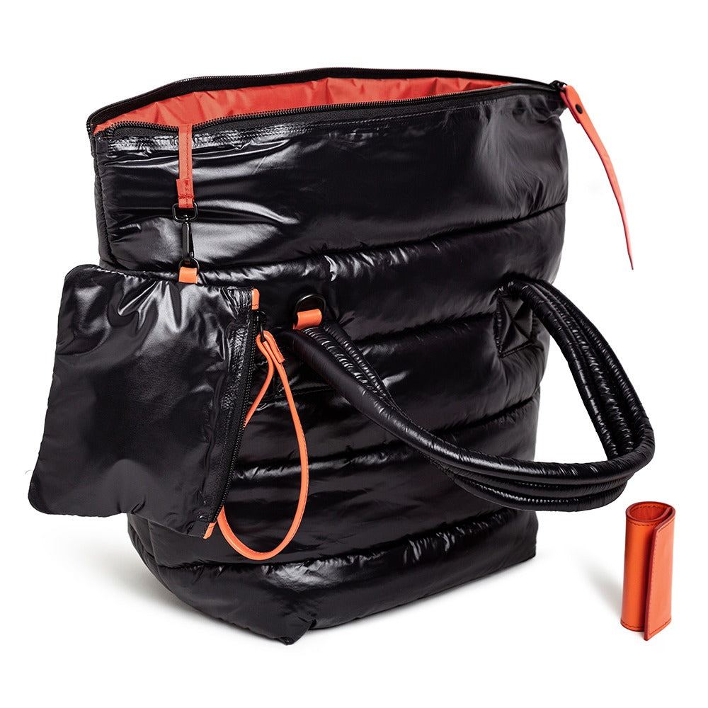 BOLSA CAMILLA TRIP preta / forro paprika