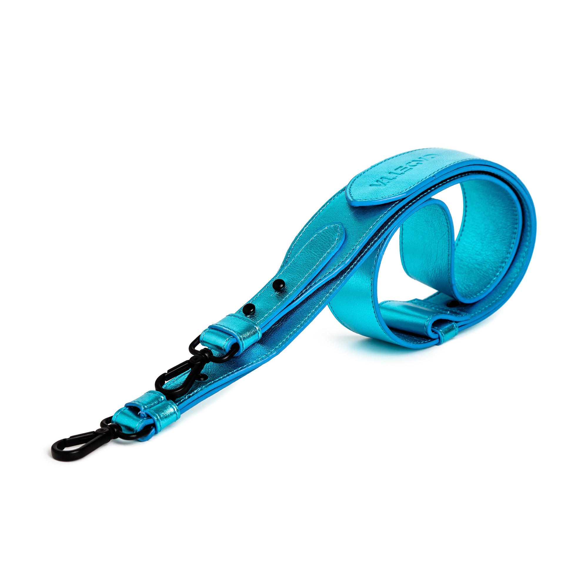 ALÇA DE COURO metal aquamarine