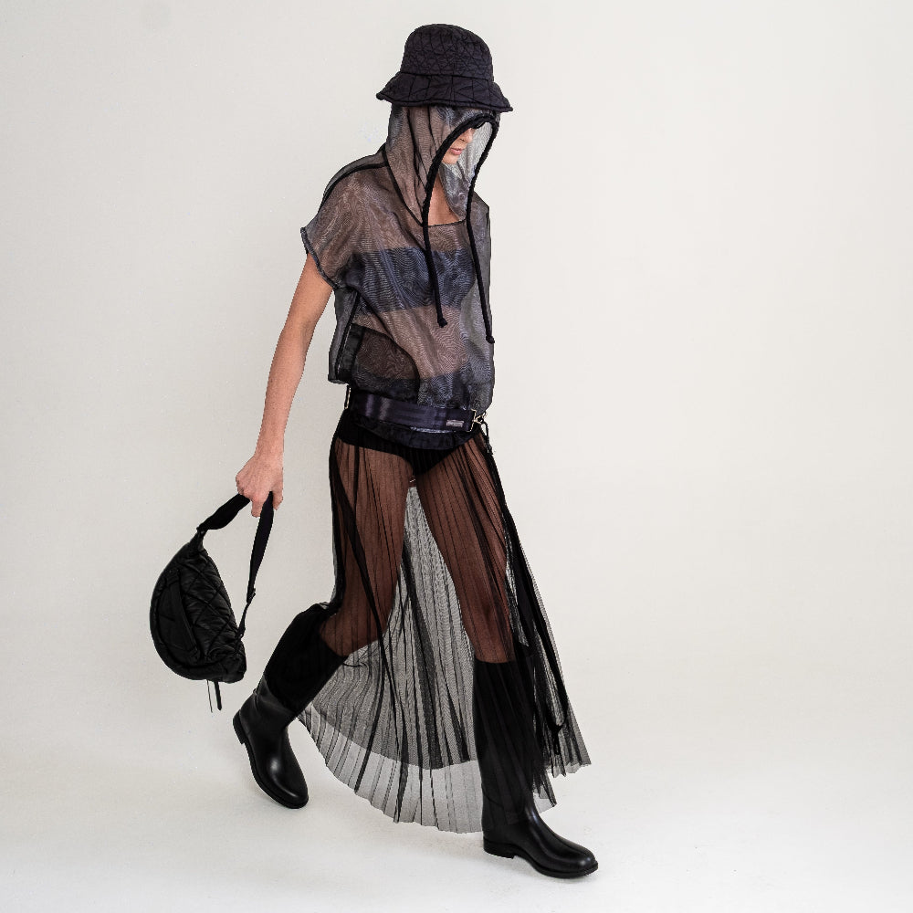 BOLSA BANANA couro preto