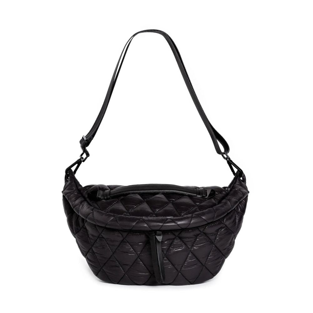 BOLSA BANANA preto/ forro rosa nude